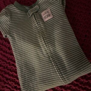 Hear Me Roar Striped Green Kids Footie
